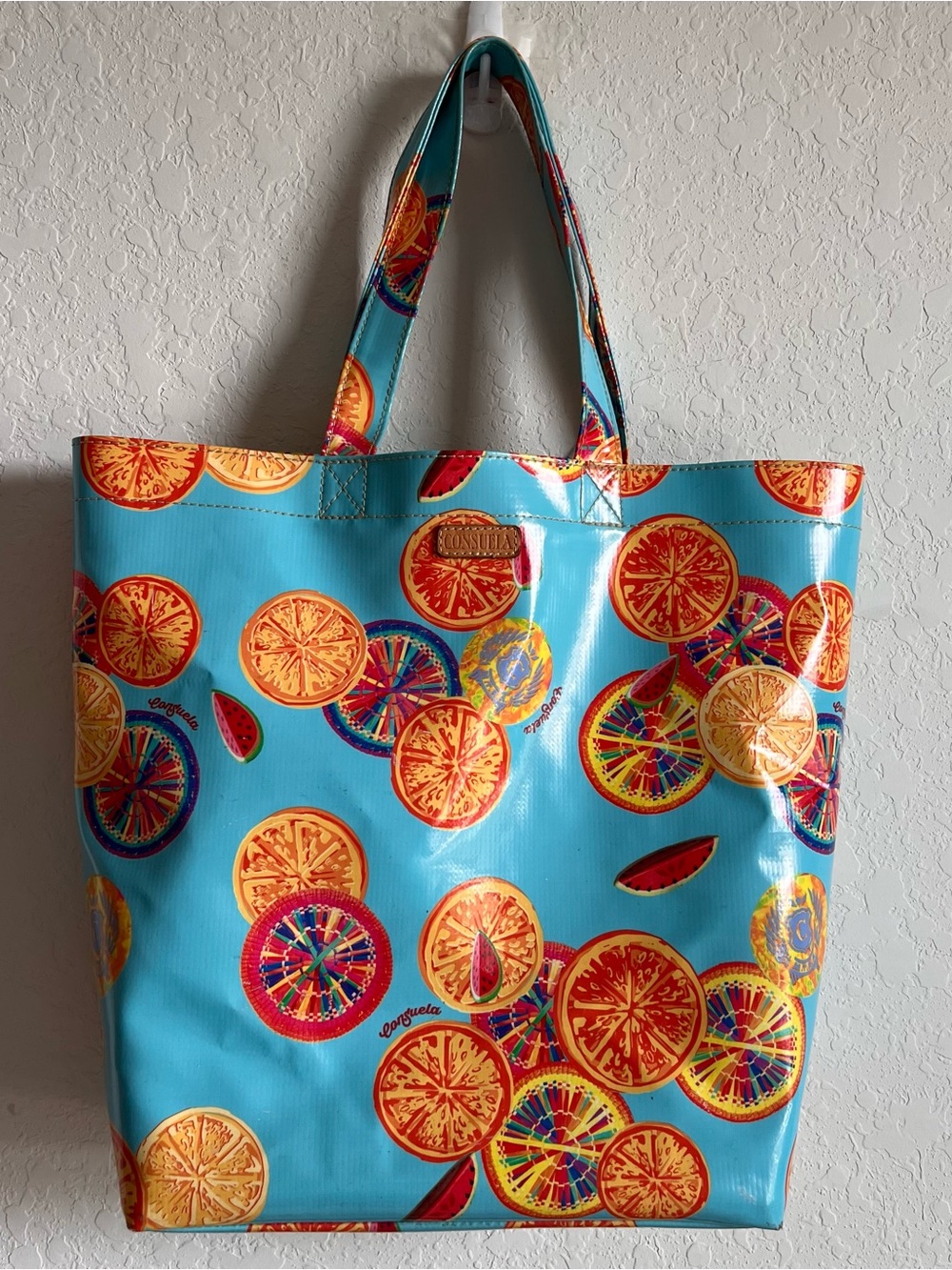 Consuela Grab N Go Bright Citrus Printed Tote Bag - Turquoise Tropical